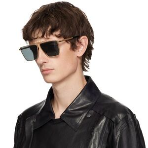 New VERSACE Black Tubular Greca Sunglasses